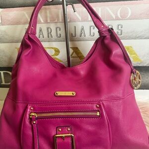 Michael Kors Fuchsia Leather Hobo Bag